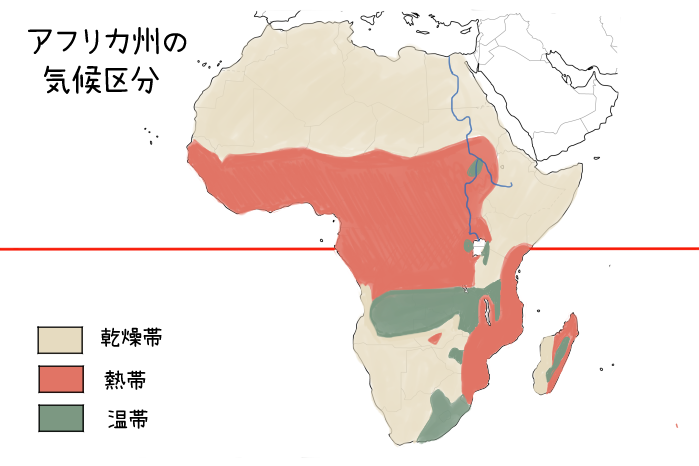 アフリカ州の気候区分のイラスト