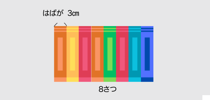 幅が3センチの本が8冊並んだイラスト