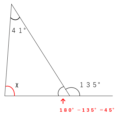 三角形の外角の性質の問題の別解の説明用の図