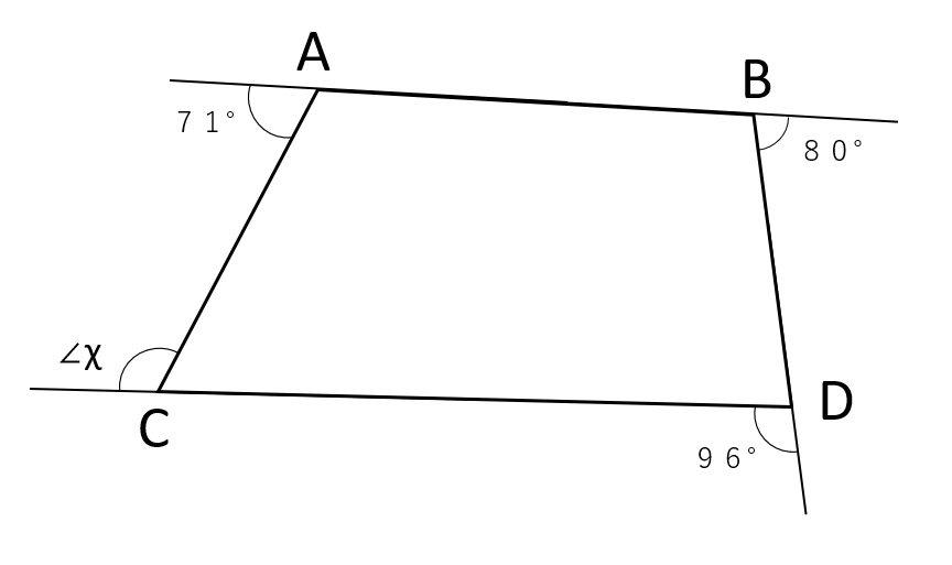 多角形の外角の和を使った問題の図