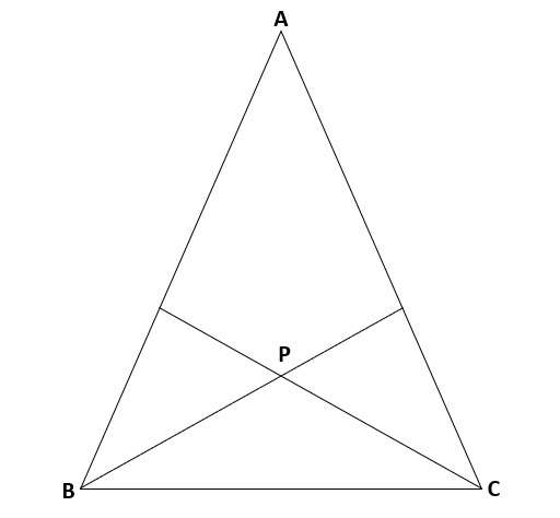 二等辺三角形になるための条件を利用した問題の図