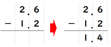 小数のひき算の筆算