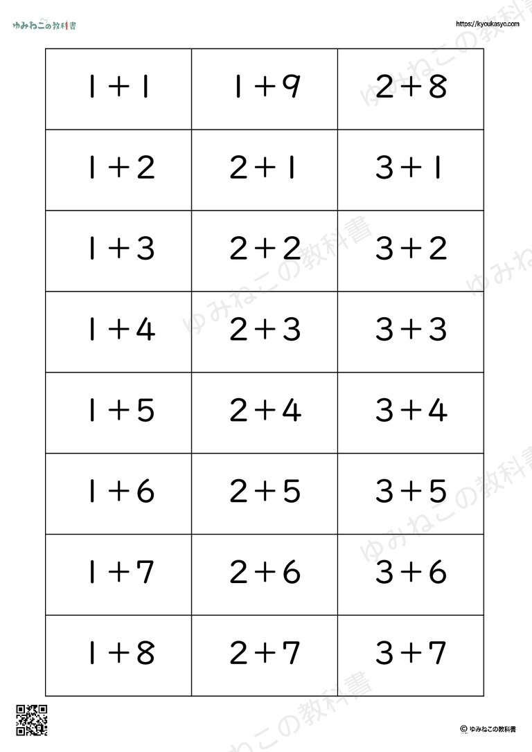 「たしざんカード」プリント