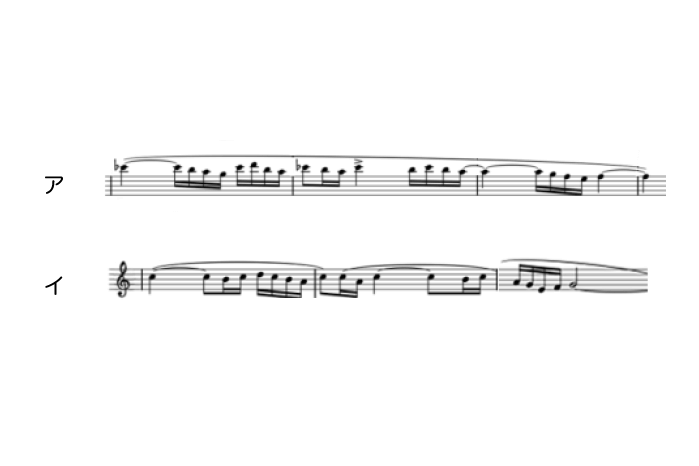 ラヴェル作曲ボレロのAメロとBメロの楽譜の画像