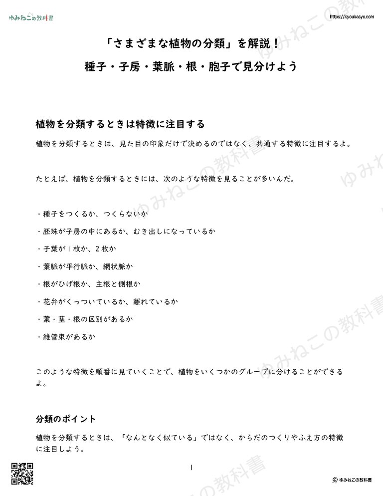 「さまざまな植物の分類」を解説！種子・子房・葉脈・根・胞子で見分けよう