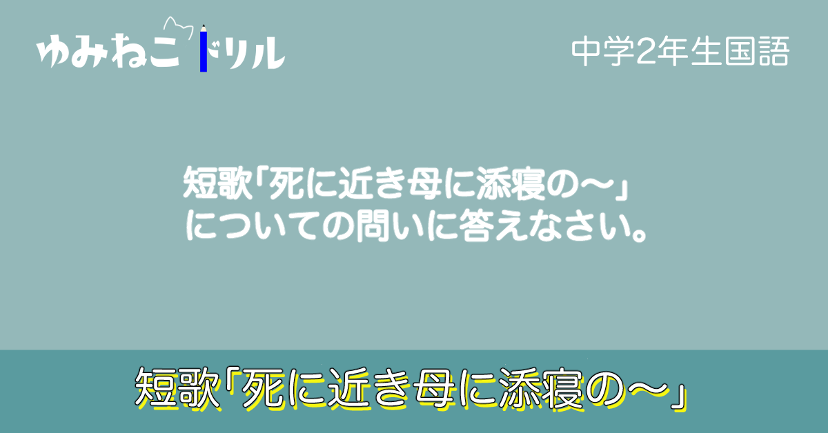 短歌「死に近き母に添寝の〜」のドリルのアイキャッチ画像