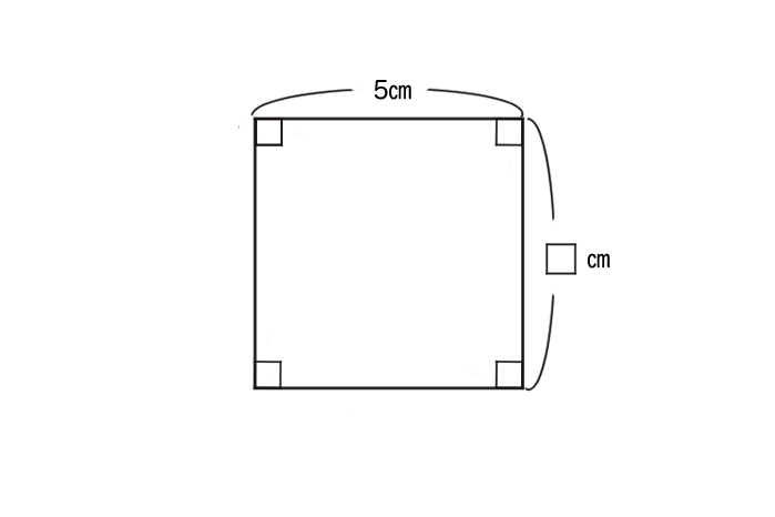 正方形の一辺の長さを求める問題のイラスト