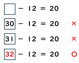 ▢を使ってひき算の式をつくる問題