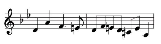 バッハ作曲小フーガト短調の第二声部の楽譜の画像