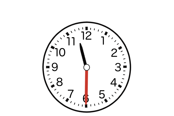 １１時半を表す時計のイラスト