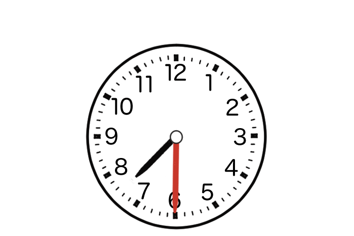 7時半を表す時計のイラスト