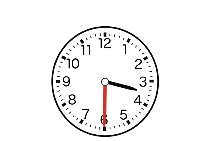 3時半を表す時計のイラスト