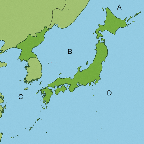 日本列島と日本の周りの海の地図のイラスト
