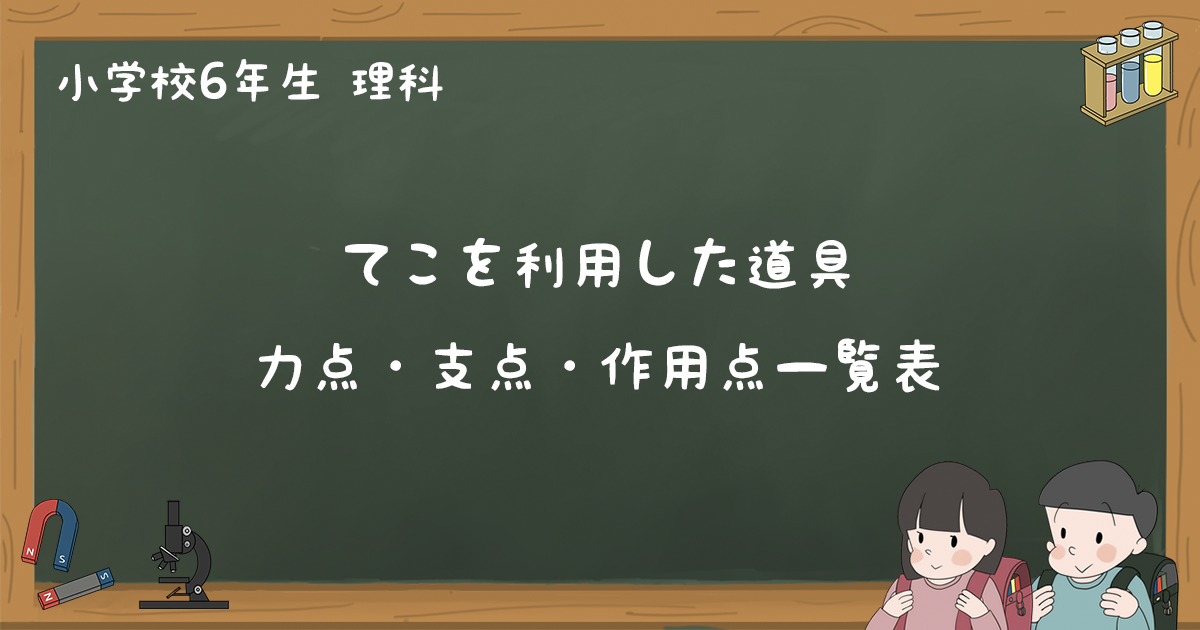 身の回りのてこを利用した道具一覧表 力点 支点 作用点まとめ 小6理科 ゆみねこの教科書