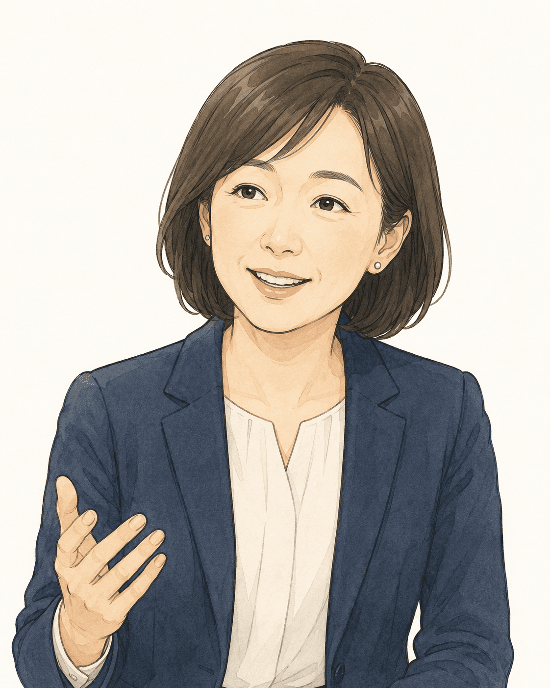 みらい信用金庫の地域貢献・金融教育担当者である未来花子さんのイメージイラスト