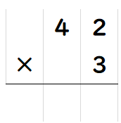 ２けたの数に１けたの数をかけて３けたの数になる筆算