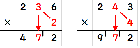 ３けたの数に１けたの数をかける筆算でまちがえやすいところ