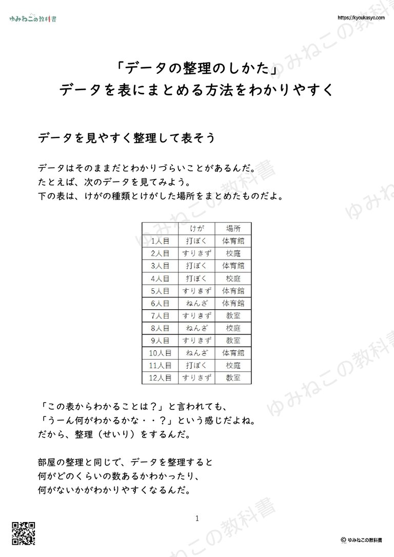 「データの整理のしかた」 データを表にまとめる方法をわかりやすく
