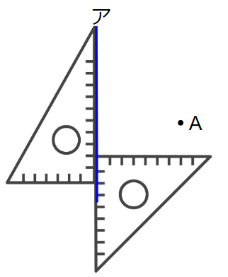 三角定規で平行な直線の書き方を説明しているイラスト