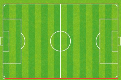 平行な例であるサッカーのグラウンドのラインのイラスト
