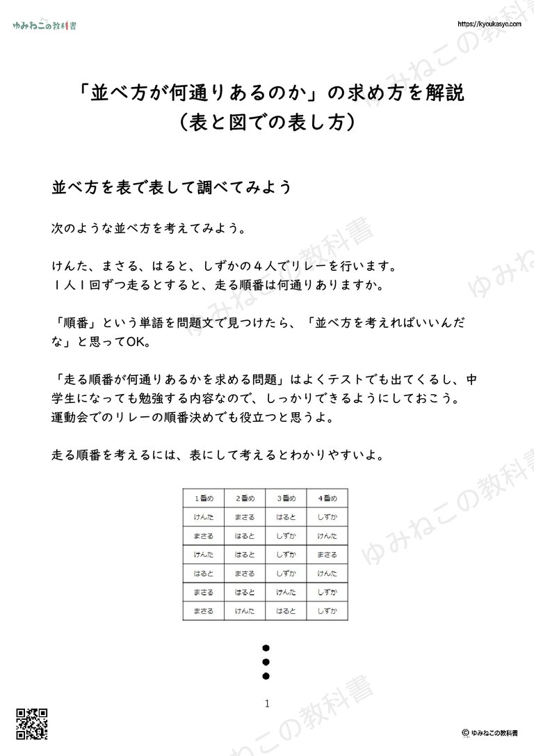「並べ方が何通りあるのか」の求め方を解説（表と図での表し方）
