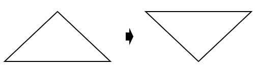 二等辺三角形が点対称になることを表した図