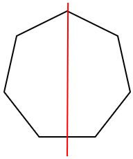 正七角形が線対称になることを表した図