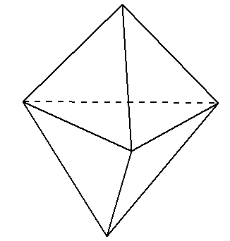 正四面体を上と下にくっつけた正六面体が正多面体ではないことを説明する画像