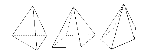 三角錐と四角錐と五角錐の画像