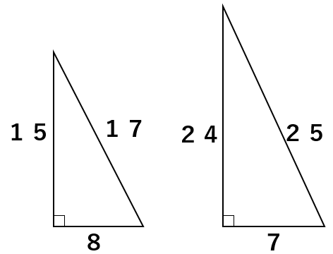 覚えるべき３辺の比が整数の直角三角形のまとめ