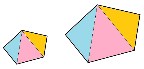 五角形の中にある三角形が相似になることを表した図