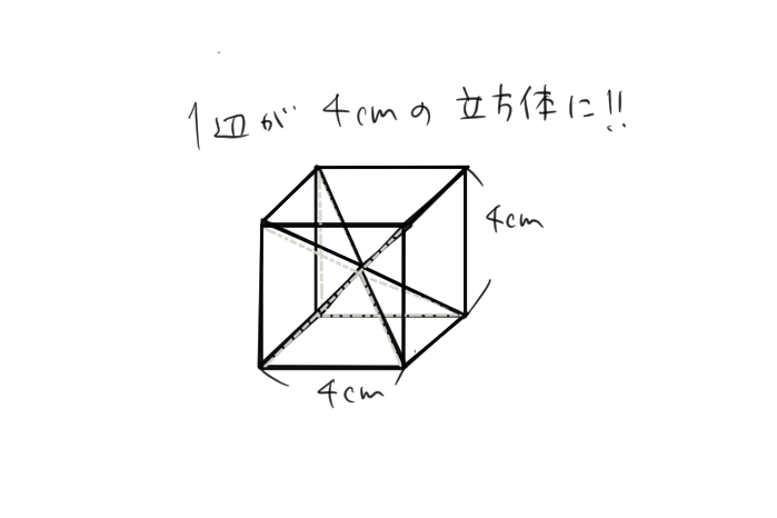正四角錐6つが集まって、立方体になっているイラスト