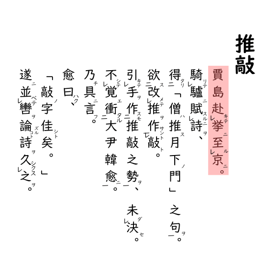 推敲の漢文の画像