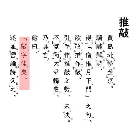 推敲の漢文の画像