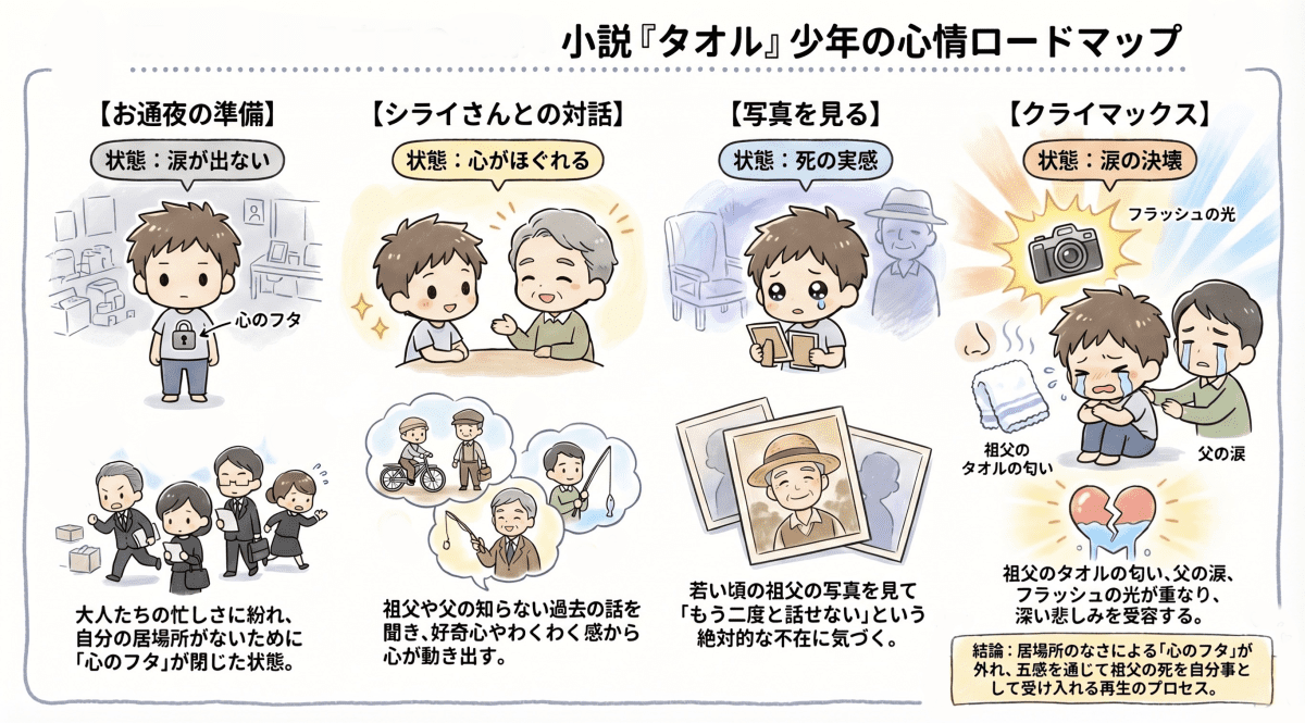 重松清『タオル』少年の心情変化の図解