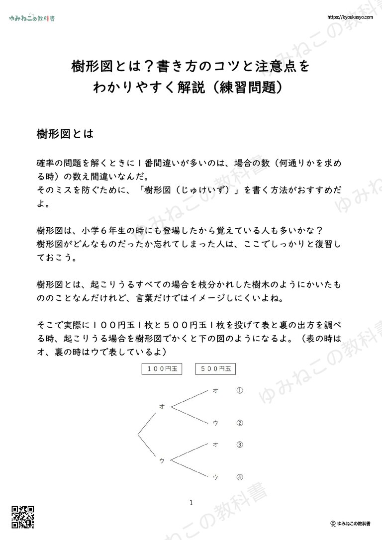 樹形図とは？書き方のコツと注意点を わかりやすく解説（練習問題）