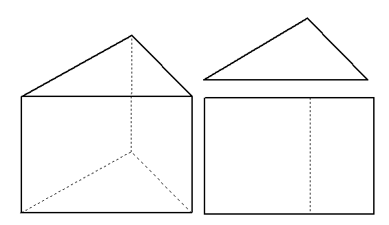 三角柱の平面図と立面図