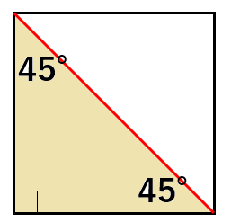 ４５°、４５°、９０°の直角三角形