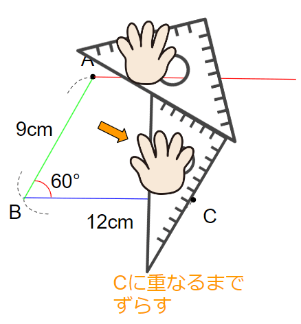 平行四辺形の書き方を説明するイラスト