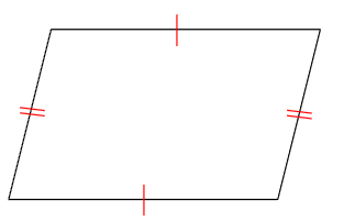 平行四辺形の特徴「２組の辺の長さが同じ」をあらわすイラスト