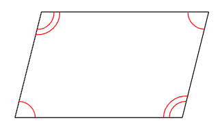 平行四辺形の特徴「向かい合った角が同じ」をあらわすイラスト